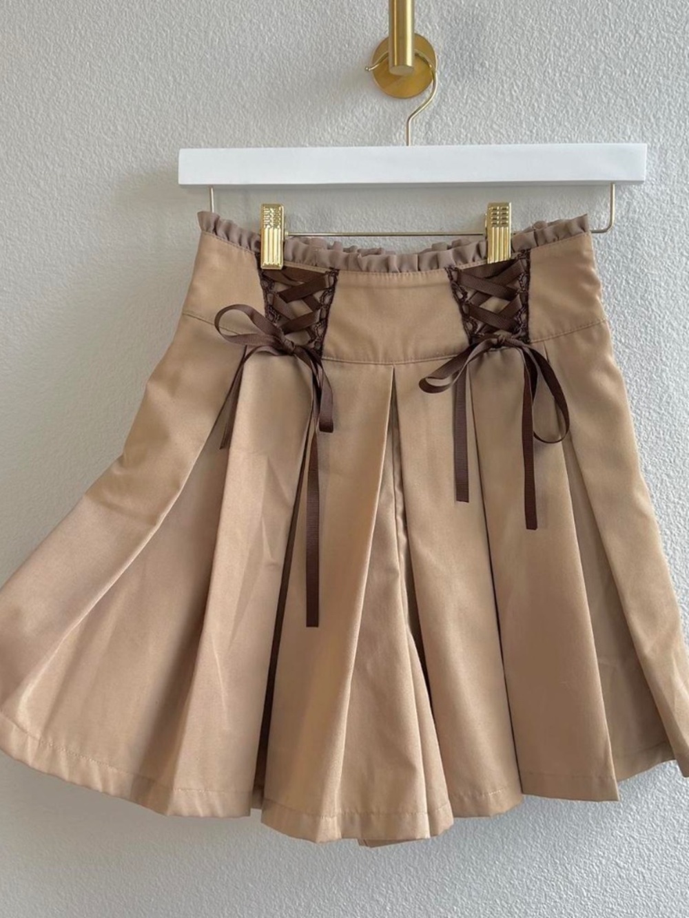 Super cute brown pleated mini skirt/skort from Japan